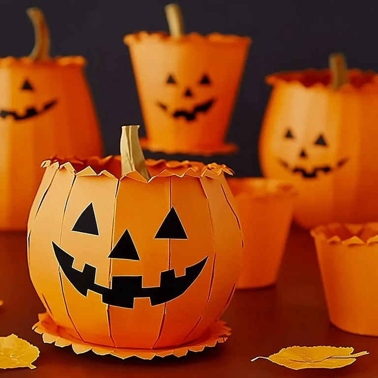 Crafting Delightful Pumpkin Faces from Paper Cups or Plates